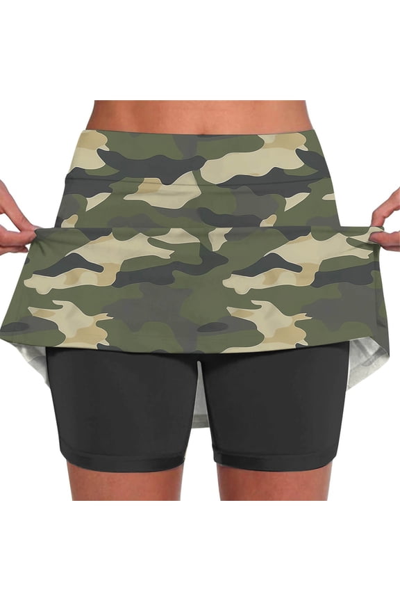 Athletic Skorts for Women Mid Waisted Tummy Control Camo Skirts Tennis Workout Yoga Running Skirts Casual Dressy Summer 2025 Skorts Camouflage,M