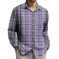 thumbnail image 1 of Lcziwo Big and Tall Plaid Button Down Shirts for Men Long Sleeve Lapel Stretchy Jacket Flannel Regular Fit Casual Pocket Tops Multicolor,XXXL, 1 of 4