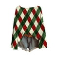 thumbnail image 1 of Lcziwo Boho Knit Sweater for Women Casual Fashion Crew Neck Tees Christmas Oversized Retro Plaid Print Blouse Western Ethnic Baggy Pullover Tops Red,M, 1 of 6