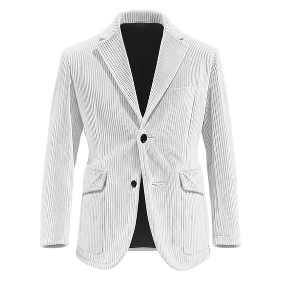 Lcziwo Christmas Suit Coat for Men Casual Single Breasted Suit Jackets 3 Button Solid Corduroy Blazers Slim Fit Lapel Business Sport Coat White,M