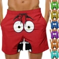 thumbnail image 1 of Lcziwo Cute Face Swimwear for Men Drawstring Elastic Waist Quick Dry Swim Trunks Summer Vacation Beach Board Shorts Red,S, 1 of 6