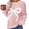 thumbnail image 1 of Lcziwo Cute Sweaters for Women Christmas Bow Fair Isle Knitted Pullover Sweaters Crewneck Casual Loose Warm Fitting Tops 2025 Pink,XL, 1 of 8