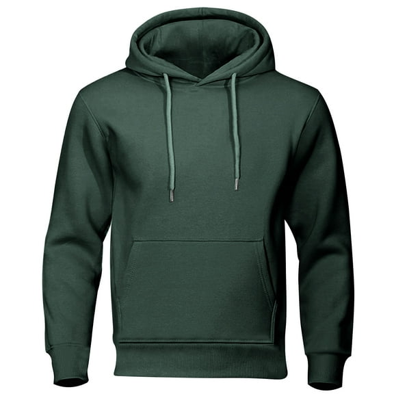 Lcziwo Fleece Lined Hoodie for Men Casual Trendy Winter 2025 Pullovers Long Sleeve Plain Drawstring Sweatshirts Loose Pockets Sport Tops Army Green,XXL