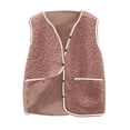 thumbnail image 1 of Lcziwo Fleece Sleeveless Jackets for Women Casual Warm Fuzzy Faux Shearling Vest Button Down V Neck Jacket Pockets Teddy Coat Gilet for Winter Red,L, 1 of 5