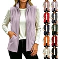 thumbnail image 1 of Lcziwo Fleece Vest for Women Full Zip Stand Collar Casual Jacket Sherpa Warm Fall Winter Outerwear with Pockets Navy,L, 1 of 9
