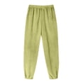 thumbnail image 1 of Lcziwo Fuzzy Plush Pj Bottoms for Women Soft Solid Elastic Waist Sleepwear Lightweight Warm Fleece Pants Green,L, 1 of 6
