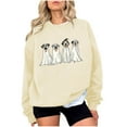 thumbnail image 1 of Lcziwo Ghost Sweatshirt Women Crew Neck Spooky Graphic Cute Sweater Happy Halloween Spooky Season Tops Long Sleeve Casual Fashion 2025 Pullover Beige,S, 1 of 4