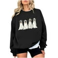 thumbnail image 1 of Lcziwo Ghost Sweatshirt Women Crew Neck Spooky Graphic Cute Sweater Happy Halloween Spooky Season Tops Long Sleeve Casual Fashion 2025 Pullover Black,S, 1 of 4