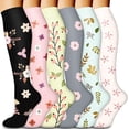 thumbnail image 1 of Lcziwo Gradual Compression Socks for Women Men Floral Print Circulation Supports Socks for Running Athletic 6 Pairs L, 1 of 5