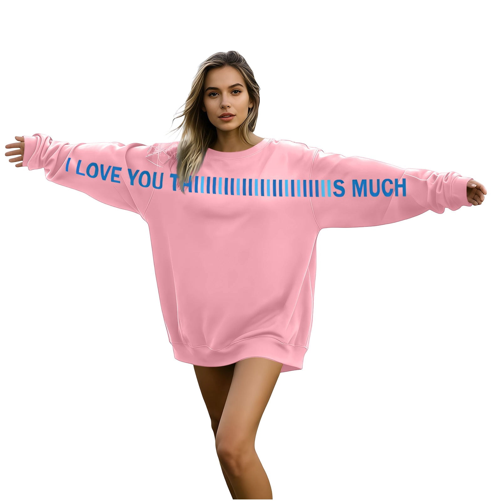 Lcziwo I Love You This Much Pullover Valentine Sweatshirt for