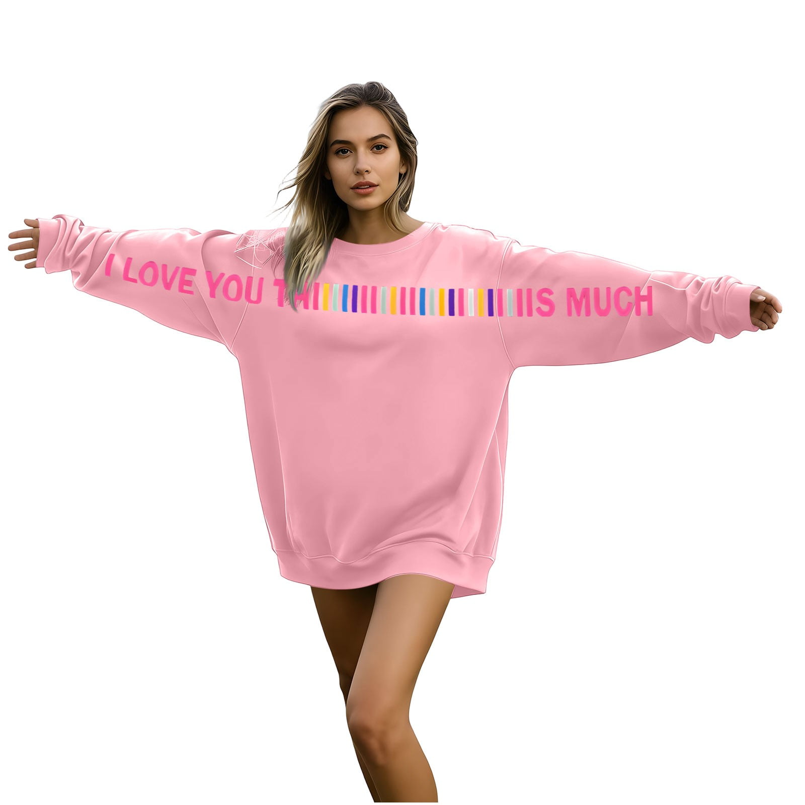 Lcziwo I Love You This Much Pullover Valentine Sweatshirt for