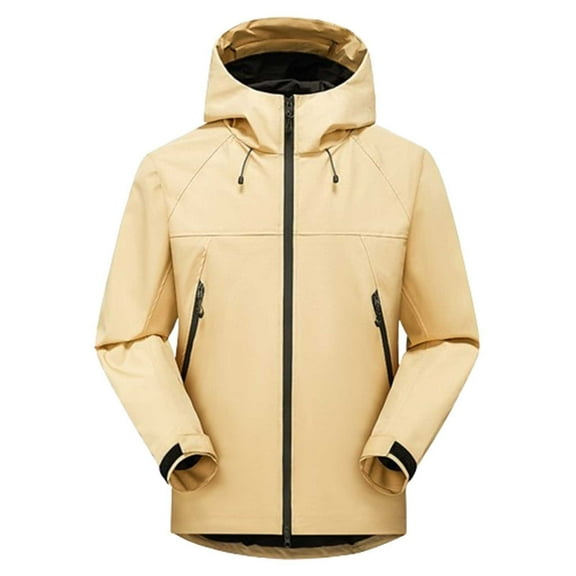 Lcziwo Lightweight Waterproof Jackets for Women Casual Outdoor Hiking Travel Trench Coats Solid Color Softshell Summer 2025 Windbreaker with Hooded Yellow,L