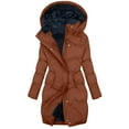 thumbnail image 1 of Lcziwo Long Fleece Jackets for Women Oversized Padded Winter Warm Parkas Puffy Zip Up Quilted Hooded Coats with Pockets 2025 Orange,XL, 1 of 7