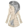 thumbnail image 1 of Lcziwo Long Puffy Winter Coat Women Oversized Padded Winter Warm Parkas Fleece Zip Up Quilted Hooded Jacket with Pockets 2025 Beige,M, 1 of 8