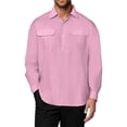 thumbnail image 1 of Lcziwo Long Sleeve Plain Dress Shirts for Men Button Down Business Blouses Lapel Lightweight 4 Way Stretch Tshirts 2025 Pink,S, 1 of 4