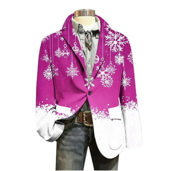 Lcziwo Men Christmas Suit Jacket Casual Single Breasted Suit Jackets 3 Button Printed Corduroy Blazers Slim Fit Lapel Business Sport Coat Multicolor,S