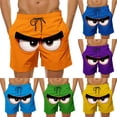 thumbnail image 1 of Lcziwo Men Cute Print Board Shorts Face Pattern Drawstring Swimwear Elastic Waist Beach Swim Trunks Summer 2026 Yellow,M, 1 of 6