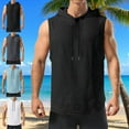 thumbnail image 1 of Lcziwo Men's Big and Tall Sleeveless Workout Hoodie Muscle Drawstring Stretchy Tank Tops Athletic Fitness Running Pullover White,XXXL, 1 of 8
