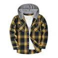 thumbnail image 1 of Lcziwo Men's Plaid Flannel Hoodie Jacket Lightweight Thin Long Sleeve Jacket Button Down Drawstring Pockets Tops Casual Trendy Fall 2025 Outerwear Yellow,S, 1 of 3