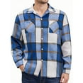 thumbnail image 1 of Lcziwo Men's Plaid Flannel Jacket 2025 Casual Fashion Oversized Blouses Long Sleeve Button Up Lapel Shirt Brushed Pockets Tops Blue,L, 1 of 7