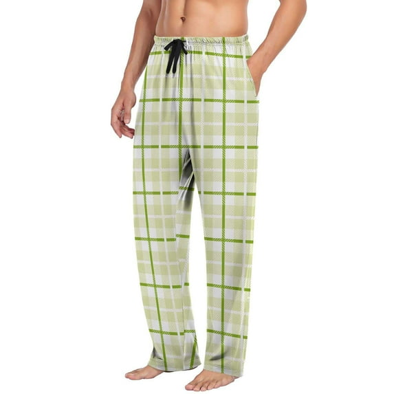 Lcziwo Men's Soft Pajama Pants Flannel Plaid Straight Leg Loungewear Sleep Bottoms with Pockets Elastic Waist Drawstring Pants for Men 2025 Mint Green,L