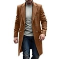 thumbnail image 1 of Lcziwo Men's Wool Blend Trench Coat Notched Collar Double-Breasted Top Coat Mid-Length Classic Business Overcoat Casual Winter Jackets for Men Brown,M, 1 of 8