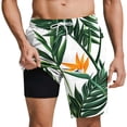 thumbnail image 1 of Lcziwo Mens 7 inch Hawaiian Swim Trunks Tropical Print Drawstring Shorts Quick Dry Stretch Compression Liner Shorts Green,M, 1 of 8