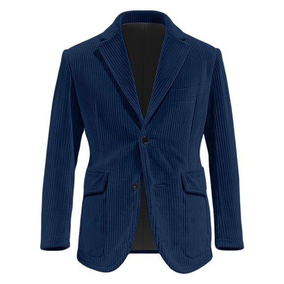 Lcziwo Mens Christmas Suit Coat Xmas Party Prom Solid Suit Jacket Corduroy Three Buttons Casual Sports Coats Single Breasted Lapel Blazers Navy,XL