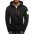 thumbnail image 1 of Lcziwo Mens Fleece Lined Jackets Full Zip Casual Winter 2025 Coats Long Sleeve Flag Print Jackets Fitness Athletic Pockets Hooded Sweatshirts Black,L, 1 of 2