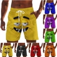thumbnail image 1 of Lcziwo Mens Quick Dry Bathing Suit Cute Face Print Summer Beach Shorts Drawstring Elastic Waist Loose Swim Trunks Yellow,M, 1 of 6