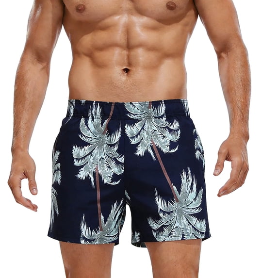 Lcziwo Mens Quick Dry Soft Shorts Hawaiian Printed Beach Board Swim Trunks Elastic Waist Loose Hot Spring Shorts Black,Free Size