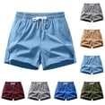 thumbnail image 1 of Lcziwo Mens Stretchy Workout Shorts Side Slit Elastic Waist Shorts Drawstring Solid Casual Comfy Shorts with Pockets Light Blue,S, 1 of 3