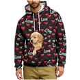 thumbnail image 1 of Lcziwo Pet Pocket Hoodies for Men Kangaroo Pocket Valentine's Day Pullover Oversized Casual Heart Print Hooded Sweatshirt for Dog Cat Gray,M, 1 of 5