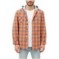 thumbnail image 1 of Lcziwo Plaid Hooded Jacket for Men Casual Fashion Fall 2025 Shirts Long Sleeve Button Up Tops Drawstring Pocket Lightweight Flannel Outerwear Orange,M, 1 of 8