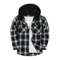 thumbnail image 1 of Lcziwo Plaid Hoodie for Men Flannel Casual Trendy Fall Outerwear Long Sleeve Drawstring Loose Tops Button Down Lightweight Thin Shirts 2025 Dark Blue,M, 1 of 3
