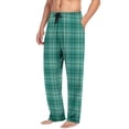 thumbnail image 1 of Lcziwo Plaid Pajama Pants for Men Elastic Waist Drawstring Loungewear Lightweight Flannel Straight Leg Pj Pants Sleep Bottoms with Pockets Mint Green,M, 1 of 6