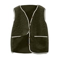 thumbnail image 1 of Lcziwo Plus Size Fuzzy Vest Women Winter Warm Casual Trendy Coats Sleeveless Button Down V Neck Jackets Lightweight Pockets Teddy Outerwear Green,XXXL, 1 of 5
