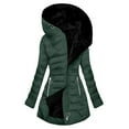 thumbnail image 1 of Lcziwo Plus Size Long Hoodie Coats for Women Weather Resistant Zip Up Jackets Fleece Lined Padded Quilted Parkas with Pockets Green,XXXL, 1 of 8