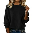 thumbnail image 1 of Lcziwo Plus Size Womens Knit Sweater 2025 Early Fall Fashion Outfits Long Sleeve Crew Neck Plain Soft Pullover Tops Black,XXXL, 1 of 4