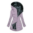thumbnail image 1 of Lcziwo Plus Size Womens Winter Coat Fleece Lined Cotton Padded Coats Zip Up Thicken Parkas Outfits Casual Trendy 2025 Outerwear with Hood Purple,XXXXXL, 1 of 6