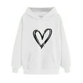 thumbnail image 1 of Lcziwo Printed Hoodies for Women Heart Print Long Sleeve Tops Drawstring Pullover Casual Winter Sweatshirts with Pockets White,M, 1 of 5