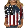 thumbnail image 1 of Lcziwo Red White and Blue Patriotic Shirts for Women 4th of July Patrioticprint Blouses 3/4 Sleeve Round Neck Comfy Shirts Casual Dressy Summer 2025 Tees Multicolor,XXL, 1 of 5