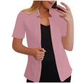 thumbnail image 1 of Lcziwo Short Coats for Women Short Sleeve Open Front Cardigan Blazer Notch Collar Office Work Jackets Solid Color 2025 Outerwear Pink,M, 1 of 6