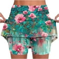 thumbnail image 1 of Lcziwo Skirts for Women Mid Waist Tummy Control Skorts Athletic Workout Yoga Running Skirts Lightweight Vintage Floral Print Fashion Skorts Summer 2025 Multicolor,XXXXL, 1 of 5