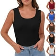 thumbnail image 1 of Lcziwo Solid Crew Neck Tank Tops for Women Ribbed Sleeveless Slim Fitted Blouses Y2k Workout Basic Tees Blue,M, 1 of 8