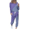 thumbnail image 1 of Lcziwo Sweatsuit Sets for Women Two Piece Outfits Set Long Sleeve Long Pants Tracksuits Patchwork Spring Fall Sweatsuits 2025 Navy,XXL, 1 of 5