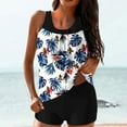 thumbnail image 1 of Lcziwo Tankini 2 Piece Swimsuits for Women Floral Print Blouson Tank Top with Boyshorts Modest Surfing Boarding Beach Tankini Set White,XXL, 1 of 6