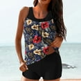 thumbnail image 1 of Lcziwo Tankini with Shorts Swimsuits for Women Floral Print Tank Top Modest Swimwear Two Piece Summer Beach Swimming Bathing Suit Navy,M, 1 of 6