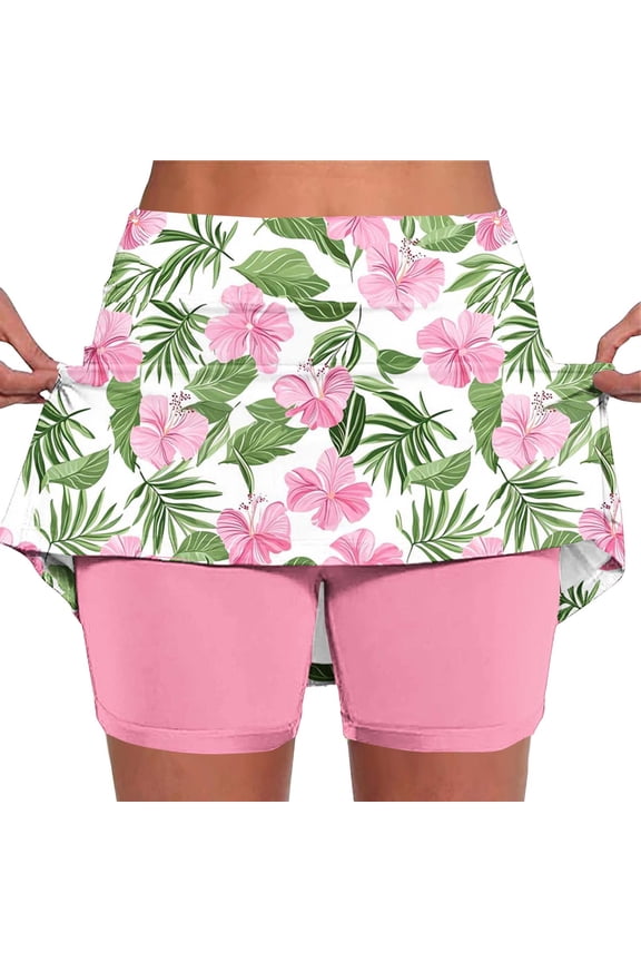 Tennis Skorts for Women High Waisted Stretchy Bohemian Print Skirt Golf Workout Running Casual Trendy Skorts 2026 Pink,S