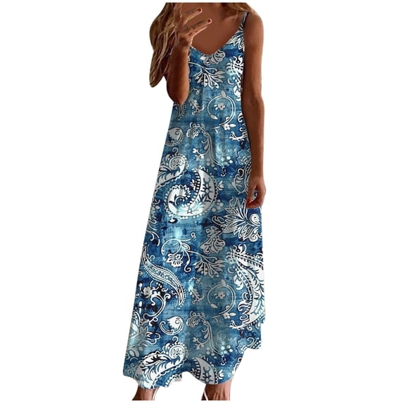 Lcziwo V Neck Maxi Dresses for Women Summer Vacation Casual Loose Trendy Dress Boho Vintage Floral Print Sundress 2026 Multicolor,XXL